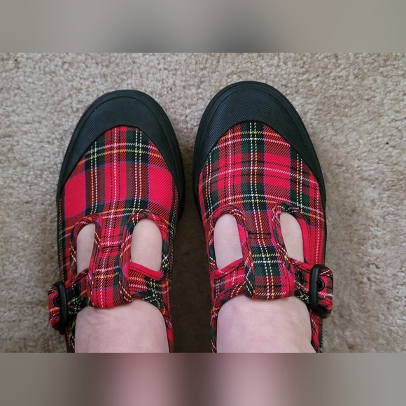 Vans Mary Jane Sneakers Red Tartan Plaid Sz 8 Style 93 - Picture 3 of 10